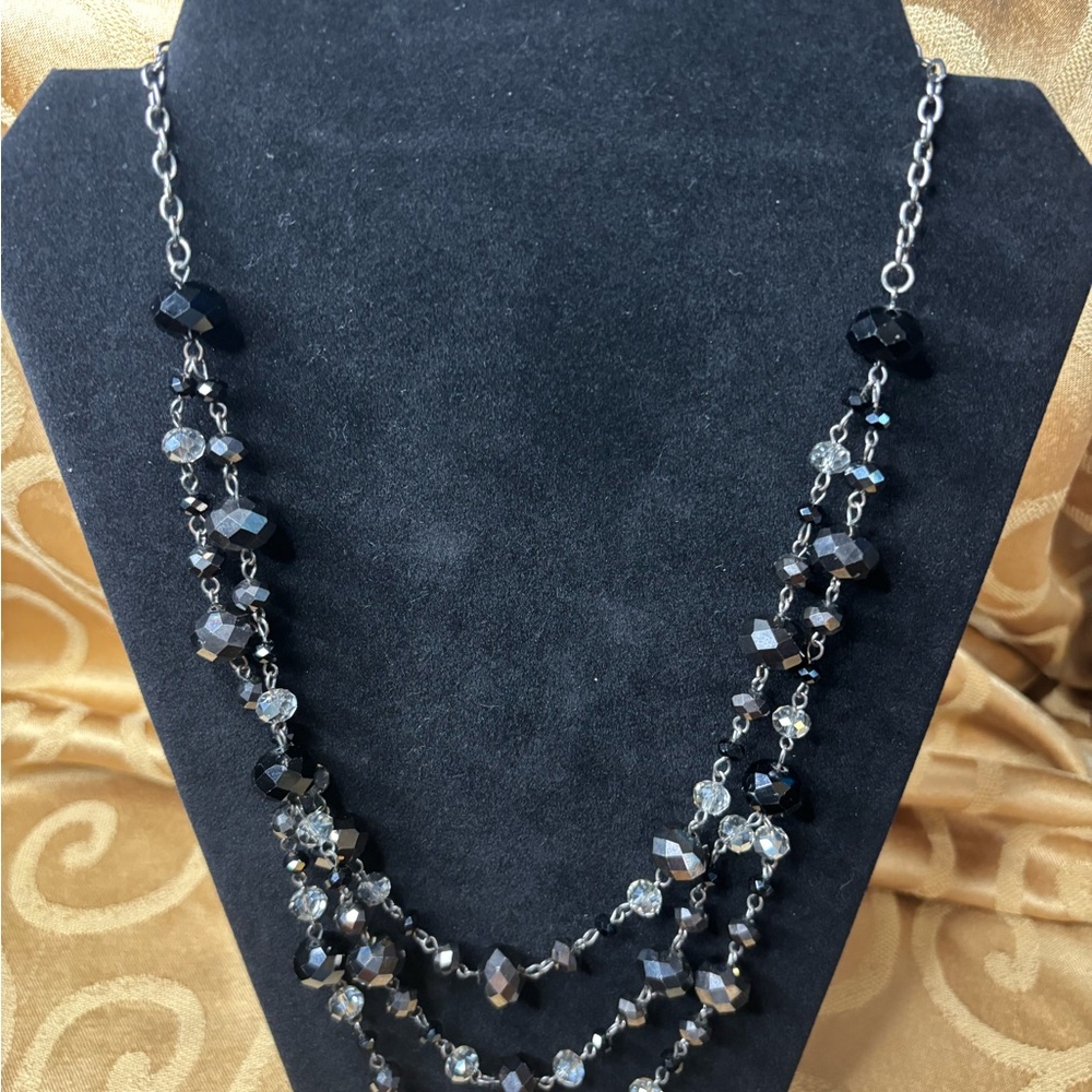 Chic Black‎ and Silver Multi-Strand Necklace